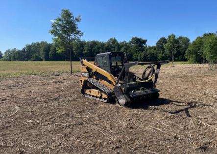 Professional land mulching services in Polk County by D4 Land Clearing using forestry mulching equipment to clear brush and improve land usability.