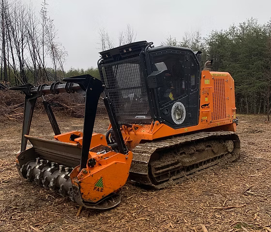 Land mulching services in Rusk County by D4 Land Clearing using forestry mulching equipment to clear brush and improve property accessibility.